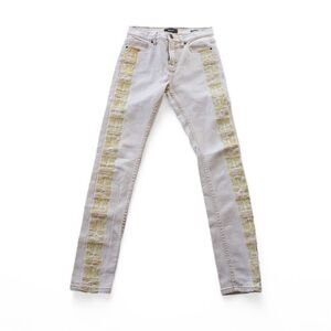 BDG High Rise Cigarette Ankle Embroidered Jeans Tan / Gold Women's 25 x 30